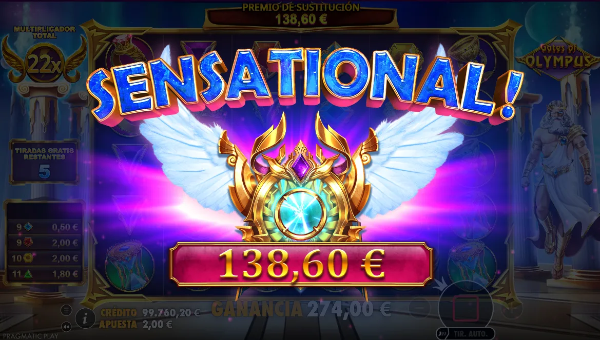 Ronda de tiradas gratis de Gates of Olympus con multiplicadores acumulados